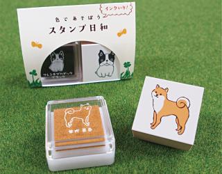 【新製品】スタンプとインクのセット「スタンプ日和」かわいい犬の柄6種（こどものかお）