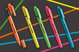 【新製品】溝入りペン先でまっすぐにキレイに線が引ける蛍光ペン