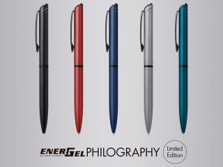 【新製品】ハイクラスボールペン「エナージェルフィログラフィ」にブラックを基調とした5色の限定モデル