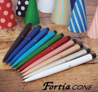 【新製品】カラフルな円すい型ノック式ボールペン「フォルティアCONE」