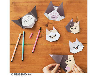 【新製品】折るだけでかわいい猫の顔ができる「にゃんにゃん折り紙カード」