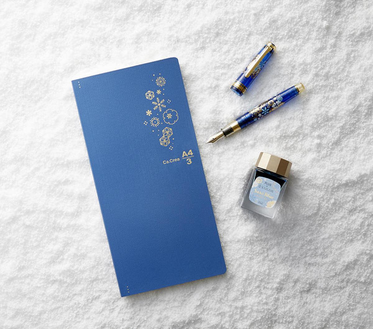 新製品】“雪華”をテーマ にしたノート・万年筆・ボトルインクセット｜