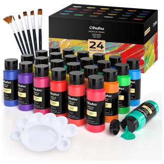 【新製品】ペイントブラシ＆パレット付きの大容量アクリル絵具24色セット