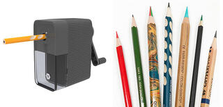 【新製品】子ども用の太軸鉛筆や海外製の太軸色鉛筆にも対応した手動鉛筆削り