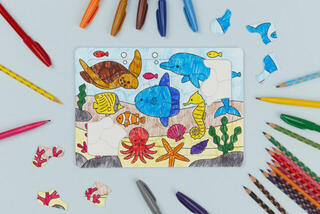 【新製品】おえかきとパズルが合体！図案スケッチブックの画用紙でできた「おえかきパズル」