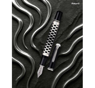 【新製品】ブラックの輝きと幾何学模様が織りなすモダンアートのような特別生産品万年筆