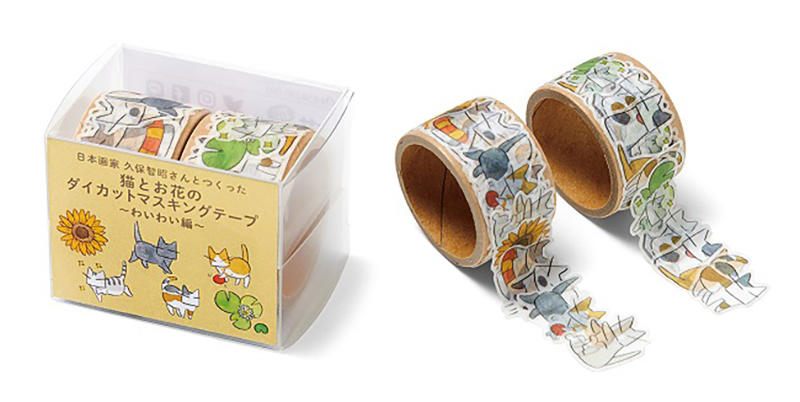 新製品】表情豊かな猫たちと季節の花々に癒やされるマスキングテープ｜