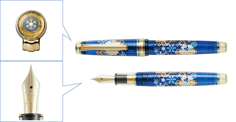 新製品】“雪華”をテーマ にしたノート・万年筆・ボトルインクセット｜