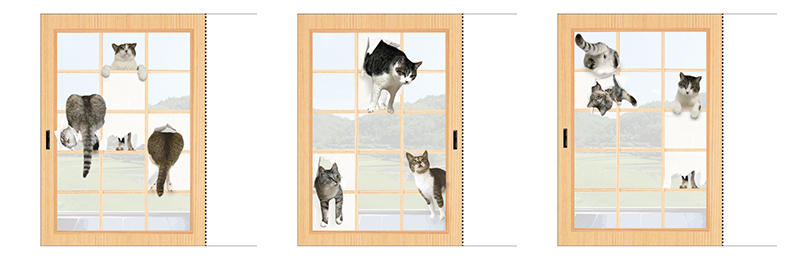 新製品 猫軍団がかわいい 障子を破って開くメッセージカード