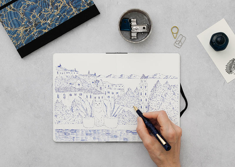 新製品】マーブル模様の表紙が美しい、水平開きのスケッチブック｜